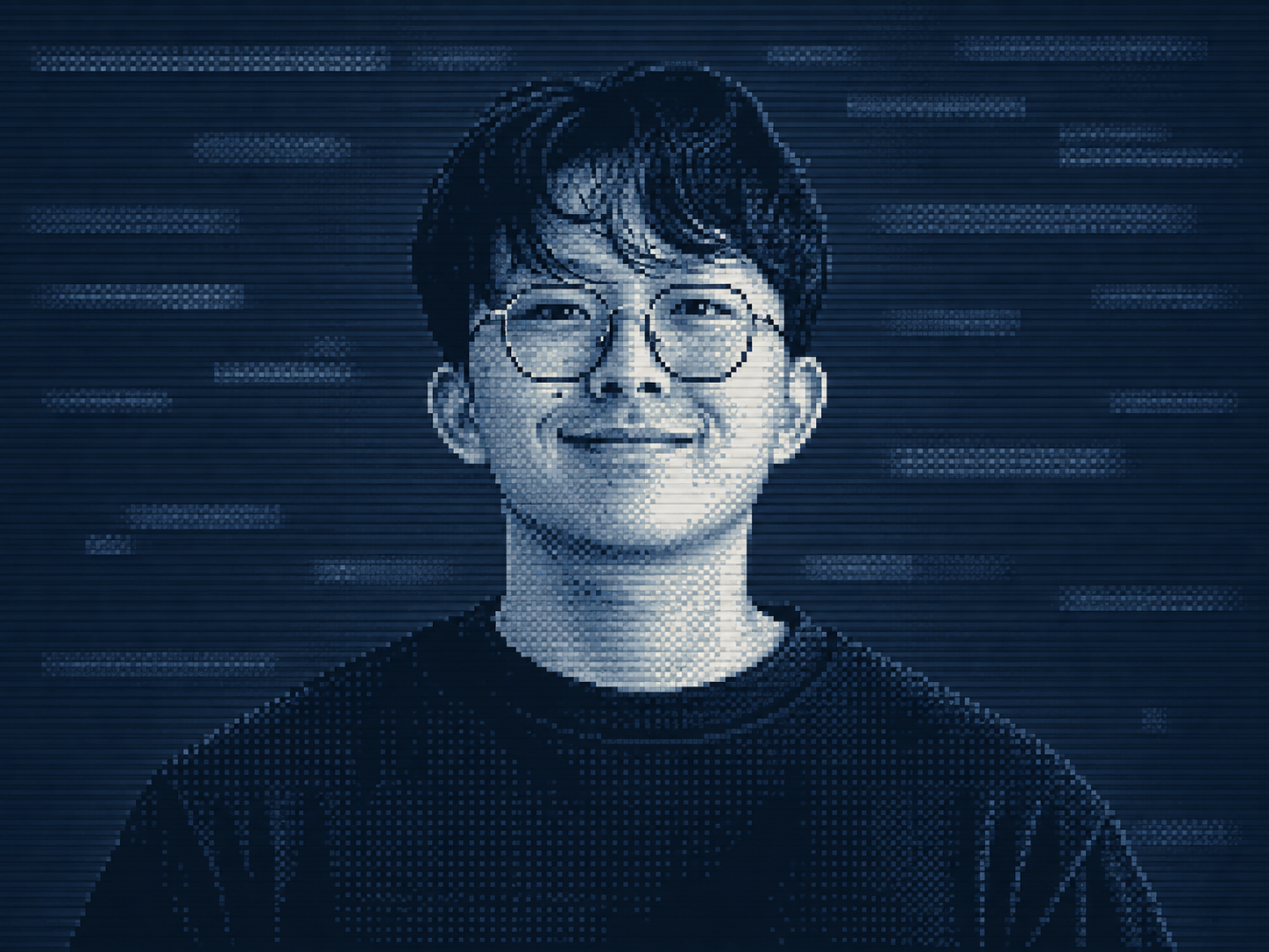 A pixelated portrait of Ethan Liu